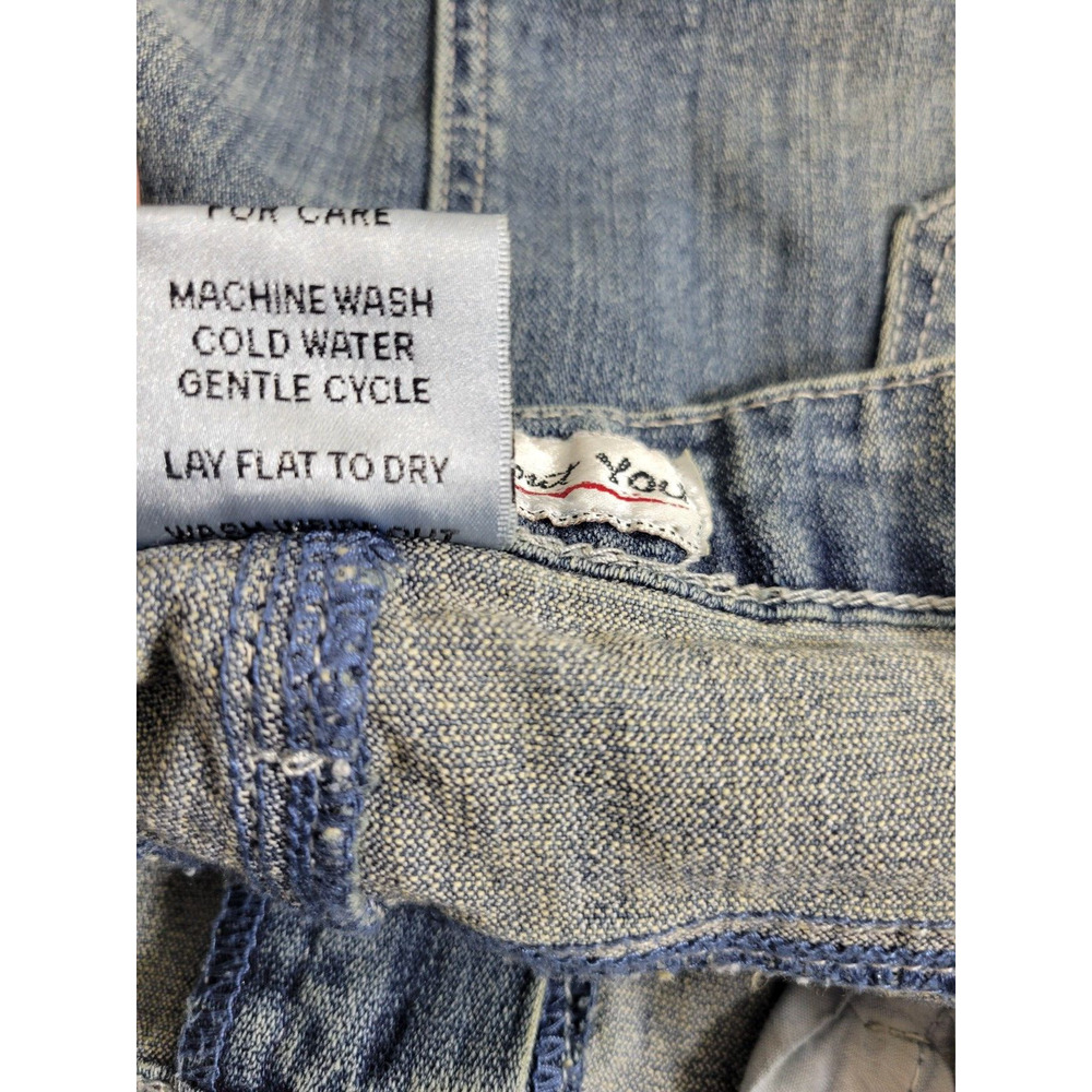 It's All About You Blue Embroidered Straight Denim Mini Skirt Women's Size‎ 10 - Picture 7 of 9